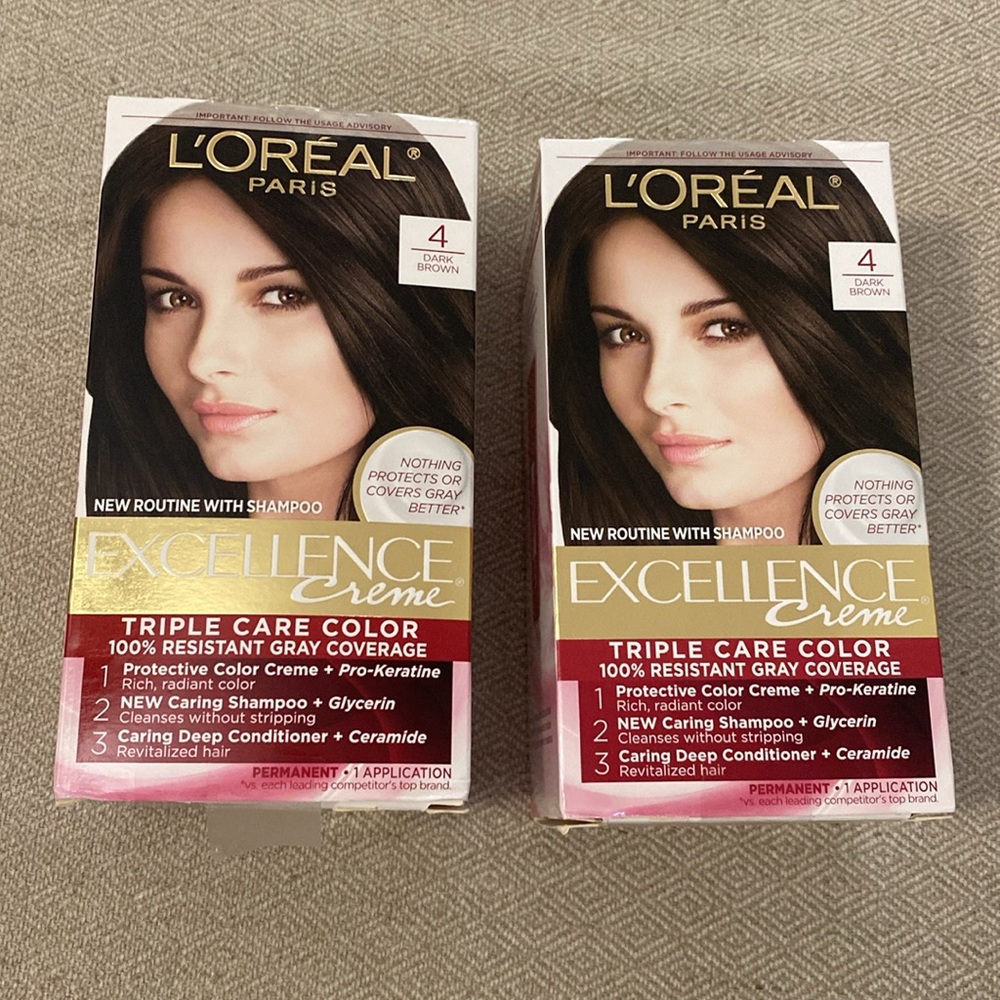 2 NEW L'Oreal Excellence Hair Color Dark Brown #4